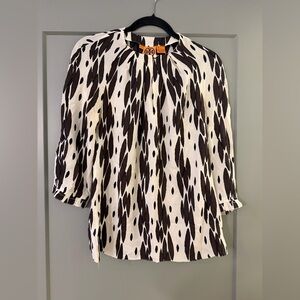 Tory Burch Dark Brown and Cream Patterned Blouse